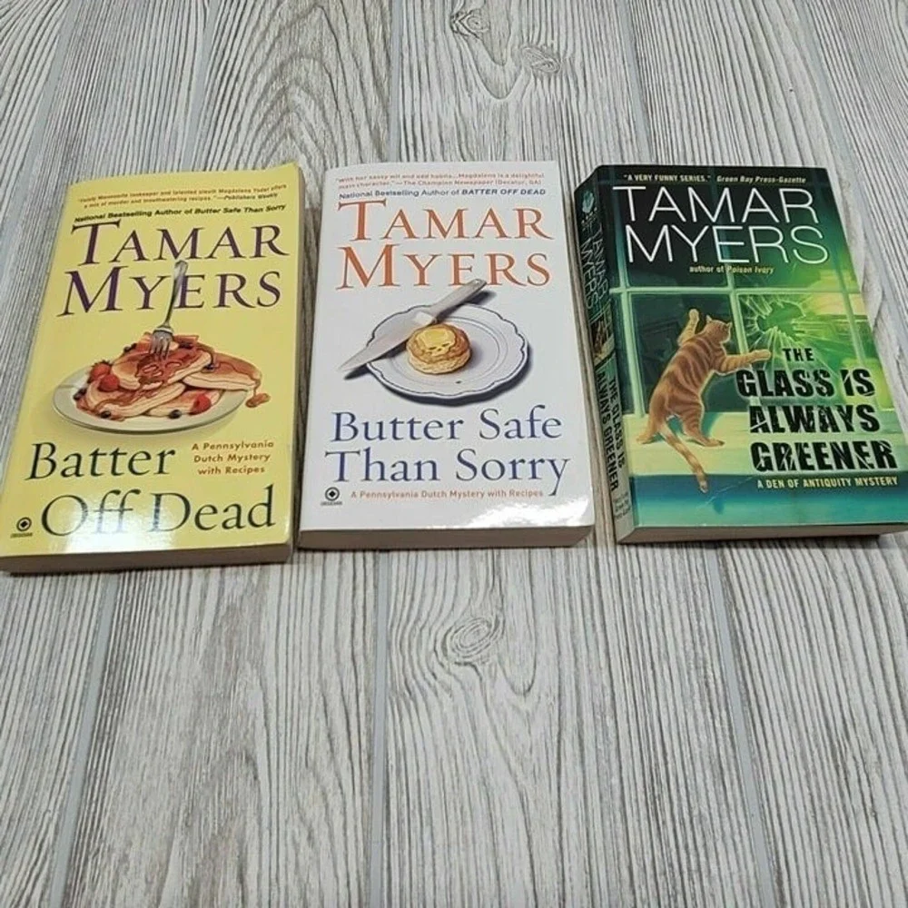 Tamar Myers Mystery Book Lot 3 Paperback Pennsylvania Dutch Den of‎ Antiquity